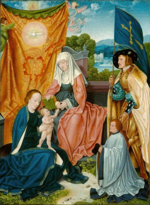 Virgin and Child with Saint Anne, Saint Gereon, and a Donor by Barthel Bruyn The Elder Oil Painting