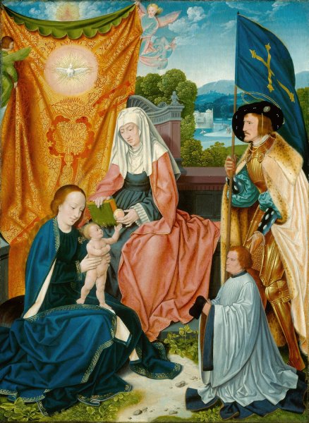 Virgin and Child with Saint Anne, Saint Gereon, and a Donor  by Barthel Bruyn The Elder - Hand-Painted Oil Painting Reproduction