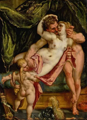 Venus And Mars by Bartholomaeus Spranger (Follower) Oil Painting