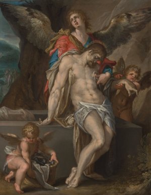 Engelen dragen het lichaam van Christus by Bartholomaeus Spranger Oil Painting