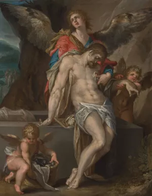 Engelen dragen het lichaam van Christus by Bartholomaeus Spranger Oil Painting