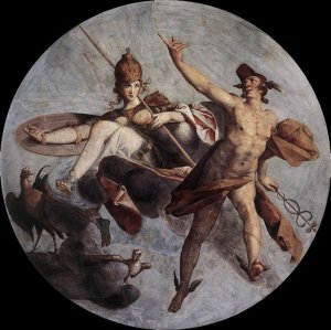 Hermes and Athena Oil painting by Bartholomaeus Spranger
