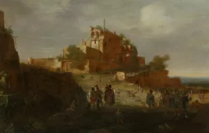 An Italian Landscape Oil painting by Bartholomeus Breenbergh