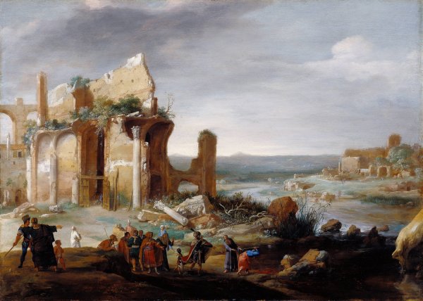 Moses and Aaron Changing the Rivers of Egypt to Blood  by Bartholomeus Breenbergh - Hand-Painted Oil Painting Reproduction