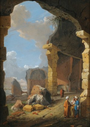 Roman Ruins With Turbaned Figures by Bartholomeus Breenbergh Oil Painting