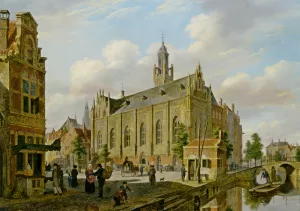 A Town Scene on a Canal painting by Bartholomeus Johannes Van Hove