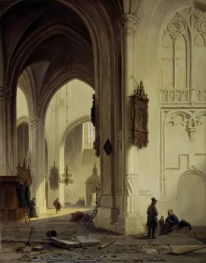 Church Interior by Bartholomeus Johannes Van Hove Oil Painting