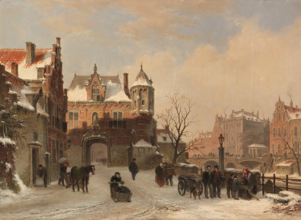 Main Product Photo of Winterliche Stadtansicht  Painting by Bartholomeus Johannes Van Hove