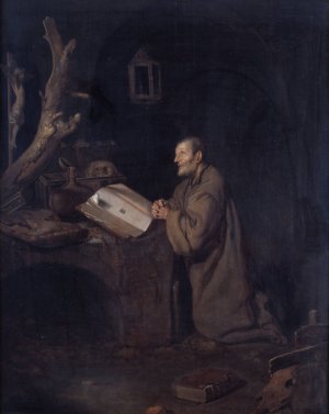 A Hermit at Prayer by Bartholomeus Maton Oil Painting
