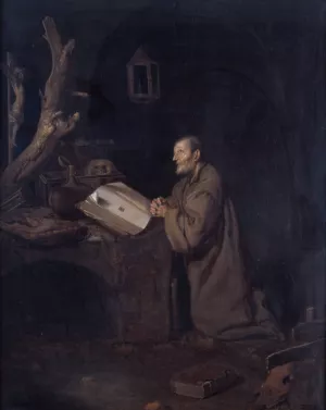 A Hermit at Prayer by Bartholomeus Maton Oil Painting