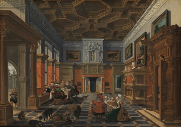 Interior with a Company  by Bartholomeus Van Bassen - Hand-Painted Oil Painting Reproduction
