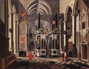 The Tomb of William the Silent in an Imaginary Church by Bartholomeus Van Bassen Oil Painting