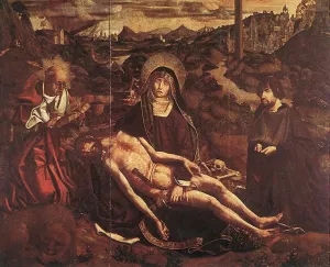 Pieta of Canon Luis Despla by Bartolome Bermejo - Oil Painting Reproduction