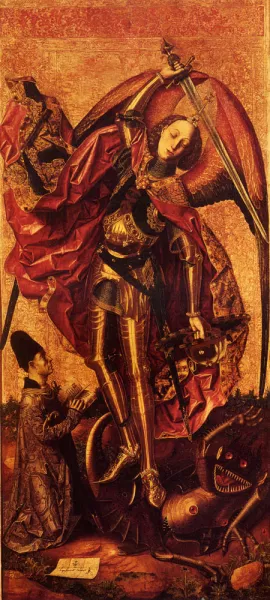 St. Michael and The Dragon painting by Bartolome Bermejo