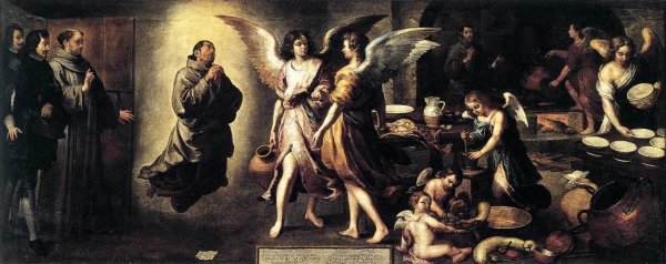 Main Product Photo of Angels' Kitchen Painting by Bartolome Esteban Murillo