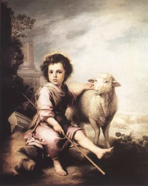 Christ the Good Shepherd by Bartolome Esteban Murillo - Oil Painting Reproduction