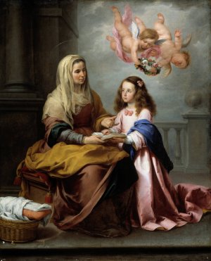 Education Of The Virgin by Bartolome Esteban Murillo Oil Painting