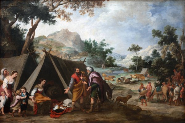 Laban Searching for his Stolen Household Gods  by Bartolome Esteban Murillo - Hand-Painted Oil Painting Reproduction