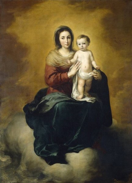 Madonna and Child  by Bartolome Esteban Murillo - Hand-Painted Oil Painting Reproduction