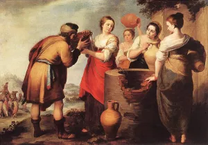 Rebecca and Eliezer by Bartolome Esteban Murillo - Oil Painting Reproduction