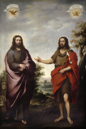 Saint John the Baptist Pointing to Christ by Bartolome Esteban Murillo Oil Painting
