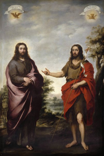 Saint John the Baptist Pointing to Christ  by Bartolome Esteban Murillo - Hand-Painted Oil Painting Reproduction
