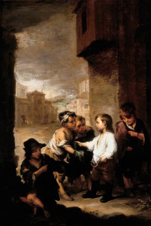 St. Thomas of Villanueva dividing his clothes among beggar boys by Bartolome Esteban Murillo Oil Painting
