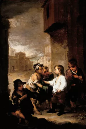 St. Thomas of Villanueva dividing his clothes among beggar boys by Bartolome Esteban Murillo Oil Painting