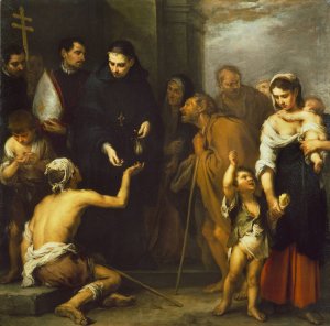 The Charity of Saint Thomas of Villanueva by Bartolome Esteban Murillo Oil Painting
