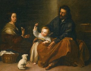 The Holy Family In An Interior by Bartolome Esteban Murillo Oil Painting