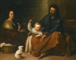 The Holy Family In An Interior by Bartolome Esteban Murillo Oil Painting