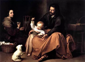 The Holy Family with a Bird by Bartolome Esteban Murillo - Oil Painting Reproduction