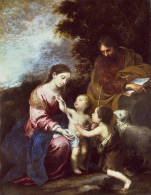 The Holy Family with the Infant Baptist by Bartolome Esteban Murillo Oil Painting