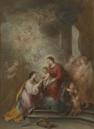 The Mystic Marriage of Saint Catherine by Bartolome Esteban Murillo Oil Painting