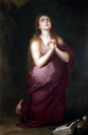 The Penitent Magdalene by Bartolome Esteban Murillo Oil Painting