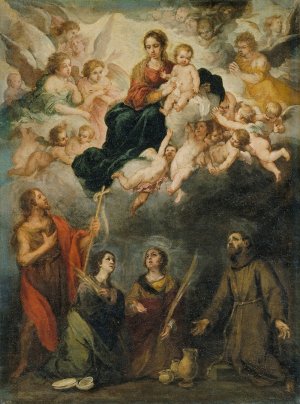 The Virgin and Child with Saints by Bartolome Esteban Murillo Oil Painting