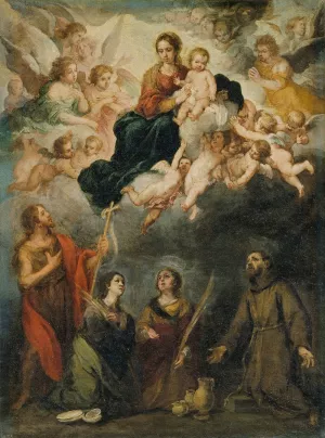 The Virgin and Child with Saints by Bartolome Esteban Murillo Oil Painting