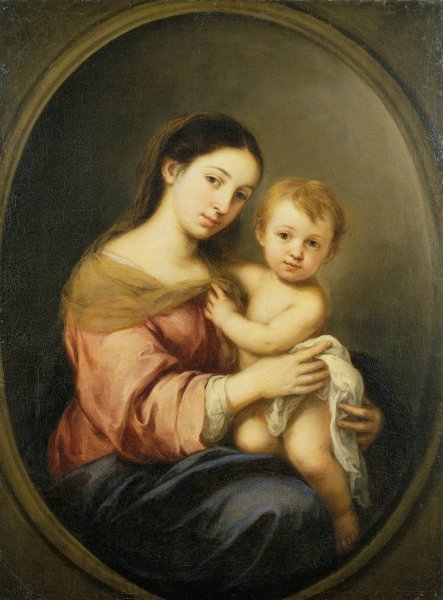 The Virgin and Child  by Bartolome Esteban Murillo - Hand-Painted Oil Painting Reproduction