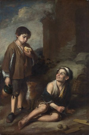 Two Peasant Boys by Bartolome Esteban Murillo Oil Painting