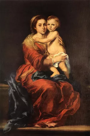 Virgin and Child with a Rosary by Bartolome Esteban Murillo Oil Painting