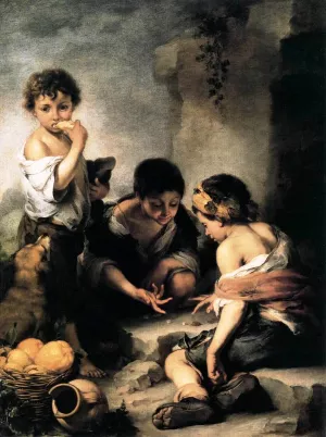 Young Boys Playing Dice by Bartolome Esteban Murillo Oil Painting