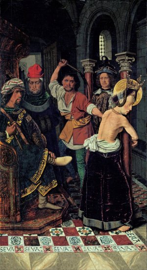 The Flagellation of Saint Engracia by Bartolome Bermejo Oil Painting