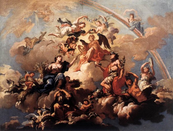 The Four Seasons Paying Homage to Chronos by Bartolomeo Altomonte - Hand-Painted Oil Painting Reproduction