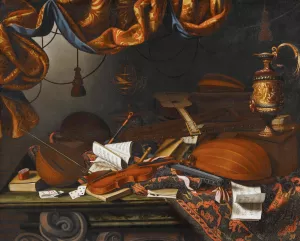 Musical instruments by Bartolomeo Bettera Oil Painting