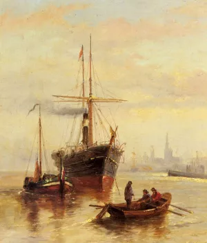 A Harbor Scene with a View of Venice by Bartolomeo Bezzi Oil Painting