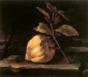 Large Citron in a Landscape painting by Bartolomeo Bimbi