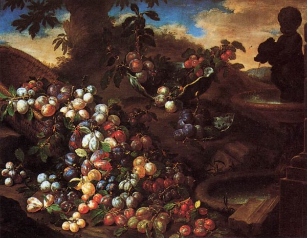 Main Product Photo of Plums Painting by Bartolomeo Bimbi