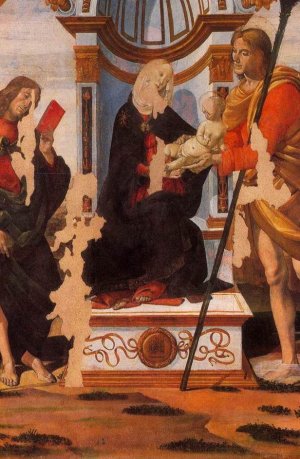 Madonna and Child with Sts James and Christopher by Bartolomeo Della Gatta Oil Painting