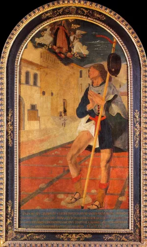 St Roch in front of the Fraternita dei Laici in Arezzo by Bartolomeo Della Gatta - Oil Painting Reproduction