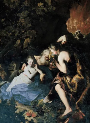 Lot Inebriated by his Daughters by Bartolomeo Guidobono Oil Painting